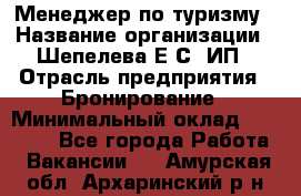 Менеджер по туризму › Название организации ­ Шепелева Е.С, ИП › Отрасль предприятия ­ Бронирование › Минимальный оклад ­ 30 000 - Все города Работа » Вакансии   . Амурская обл.,Архаринский р-н